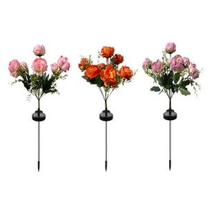 太阳能七头牡丹仿真花灯LED花园庭院氛围装饰草坪灯户外防水灯