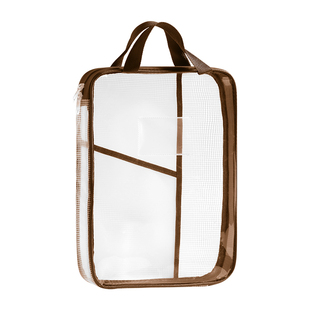 三年二班 科目分类袋防水A4透明文件袋大容量拉链式科目袋高颜值复古色学生专用手提拎书袋开学补习袋考试袋