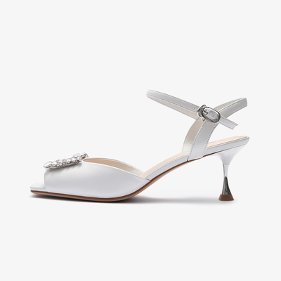 莱尔斯丹纯色方头细高跟女凉鞋