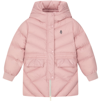 暇步士女童轻薄中长款羽绒服保暖