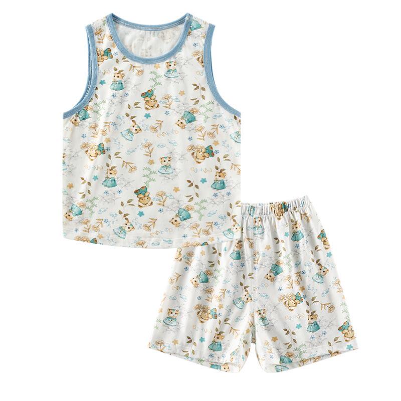 欧孕宝宝套装婴儿纯棉夏季薄款男女童2026新款背心儿童分体家居服