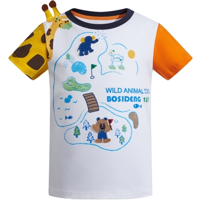 波司登奥莱男童夏季短袖T恤动物立体造型可爱萌趣撞色休闲百搭