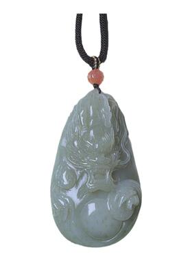 珪宝和田玉青白玉龙手把件男士把玩件天然玉石玉项链带矿物质点