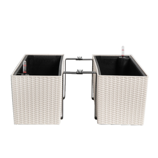 阳台布置露台花园装饰栏杆挂花盆带架子长方形花槽悬挂式围栏挂架