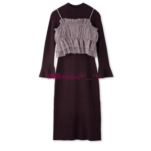 长袖款！现货发~纯圆S家 薄纱吊带+针织连衣裙两件套