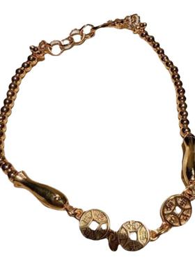 古法金色锤揲盘缠蝴蝶红玛瑙手链 新中式安卡拉葫芦福禄锆石手链