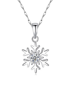雪花纯银项链女/免费刻字