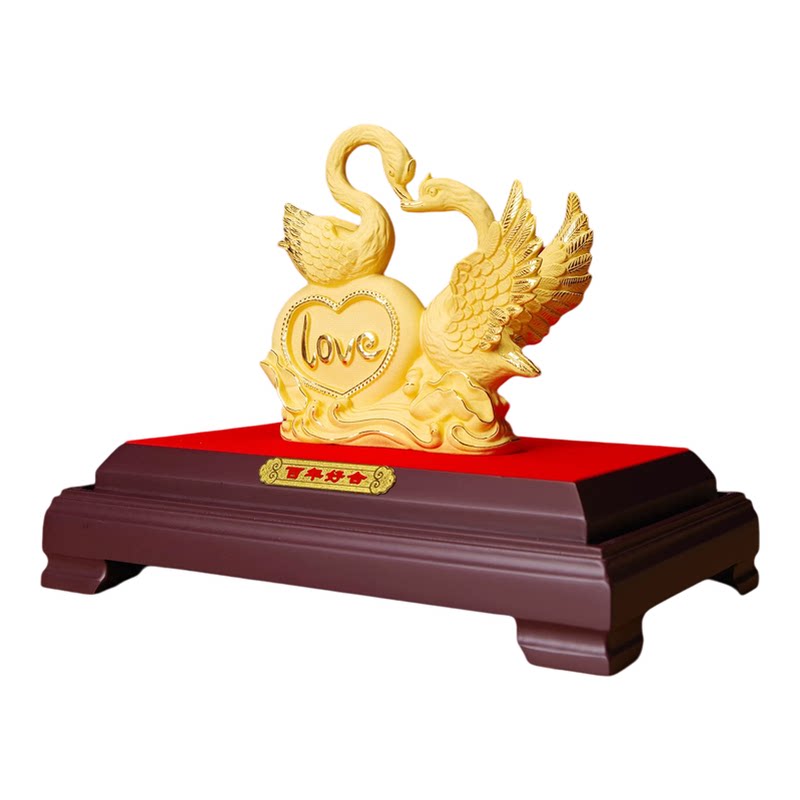 绒沙金天鹅新婚礼物摆件防尘罩