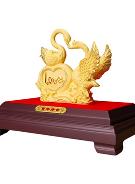 绒沙金天鹅新婚礼物摆件防尘罩
