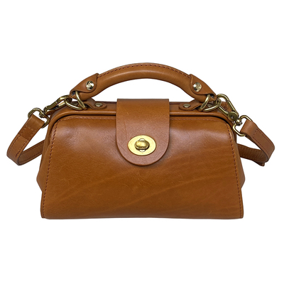 医生包纯皮金口包真皮小包女包