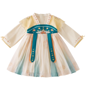 汉服春款女童2026宝宝唐装裙子大童春秋款古风春装童装儿童连衣裙
