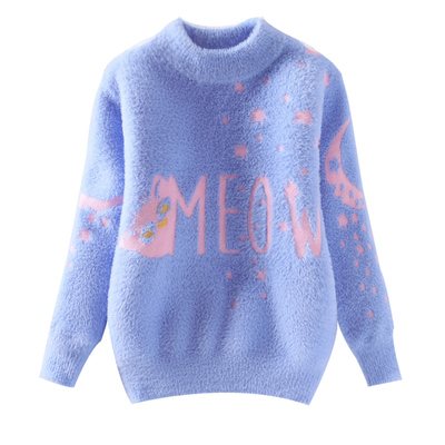 女童水貂绒毛衣2025新款秋冬洋气中大童打底针织套头衫加绒加厚潮