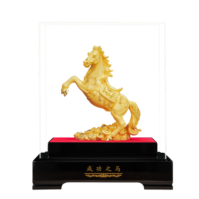 聚善缘高档绒沙金立马成功马摆件