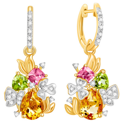ENZO18K金多彩宝石耳环