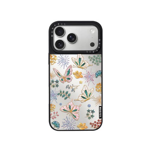 MASFEIL× 彩蝶衔春适用iPhone17Promax手机壳新款ip15磁吸带支架苹果16Pro套Jo5镜面高级感13pm全包14春天女