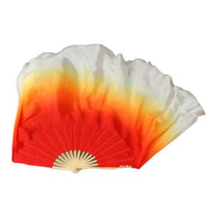 桃李杯古典舞潋滟舞蹈真丝扇儿童红白渐变双面扇秧歌扇子加长绸扇