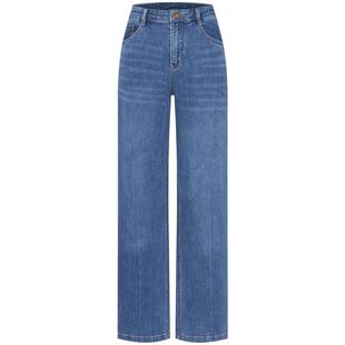 [凉感]Navigare意大利小帆船蓝色冰丝牛仔裤女2025新款高腰直筒裤