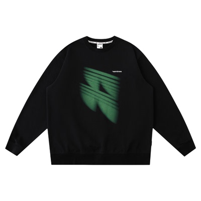 WARMTREES绿色光影印花圆领卫衣宽松男款上衣2025新款休闲卫衣