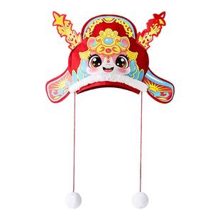 马年吉祥物帽子女孩2026新款冬季儿童手工diy新年春节马头帽头饰