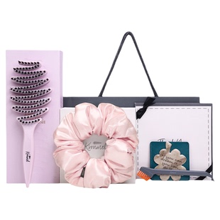 KRRAMEL新款生日礼物女生梳子蓬松颅顶真丝大肠发圈高级感礼盒装