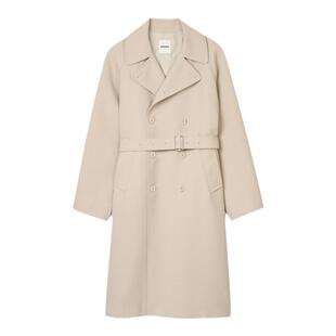 SANDRO Outlets秋冬款男装法式简约时尚可调节系带长款大衣外套