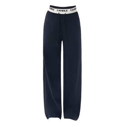 LARRMAIN宽松高腰阔腿休闲裤女秋垂坠感直筒长裤抽绳运动裤山本裤