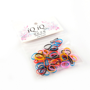 韩版扎头发高弹力橡皮筋 强拉不断一次性黑色儿童发圈 两元店