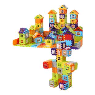 儿童搭房子积木拼装玩具益智大颗粒方块拼墙窗模型拼图3岁6女男孩