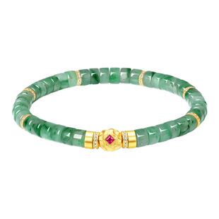 周大生福慧绵长非洲翠手串女纯银玉石手饰国风高级生日礼物送妈妈