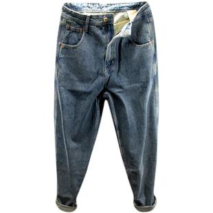 三古木棉美式高街长裤子男夏季复古牛仔裤男宽松直筒大码哈伦裤