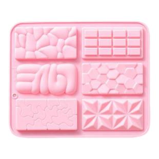 新品 6连不同板状巧克力模具长方形硅胶模具华夫饼蛋糕模烘焙工具