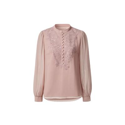 VGRASS浪漫桑蚕丝重工绣花衬衫