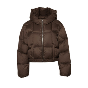 DPLAY【90鸭绒】2025年冬季新款焦糖色连帽短款羽绒服外套外