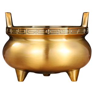 纯黄铜合金方鼎宣德炉香炉家用室内财神爷专用上香供奉仙家香薰炉