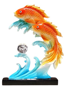 树脂装饰新中式客厅锦鲤祝福摆件