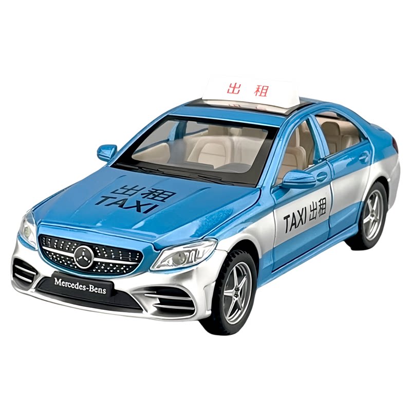 合金奔驰出租车模型仿真的士车模声光音效TAXI出租车收藏摆件玩具