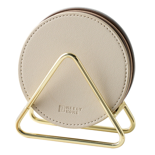 米立风物皮革杯垫隔热垫圆形茶垫茶道轻奢高级感咖啡杯垫茶托杯托