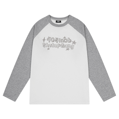 404MOB拼接撞色薄纱透气防晒罩衫女2026春夏插肩袖长袖T恤打底衫