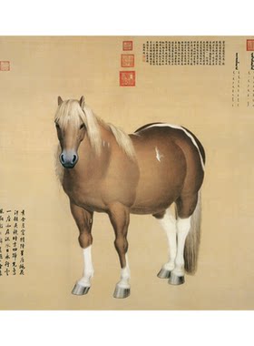 郎世宁雪点雕高清工笔骏马图国画