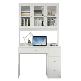 可比熊实木书桌书架一体学生家用写字桌客厅书房办公桌卧室电脑桌