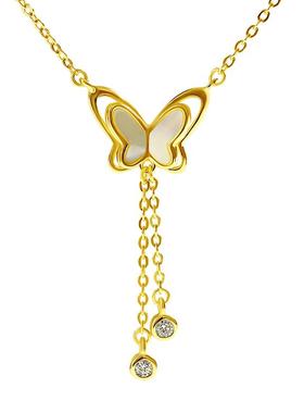 宫里上新纯银天然贝母蝴蝶项链