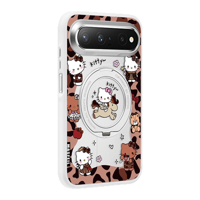 MASFEIL× 豹纹猫咪适用华为PuraXView手机壳磁吸带支架新款阔直板Pura X View全包保护套防摔高级可爱透明女