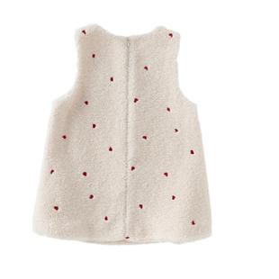 戴维贝拉儿童毛绒背心裙冬装新款连衣裙女童保暖红色新年裙子童装