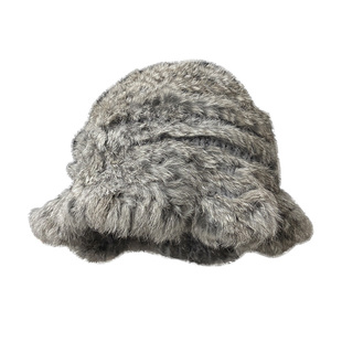 毛绒渔夫帽大头围兔毛帽子加绒保暖针织毛线帽显脸小护耳盆帽大码