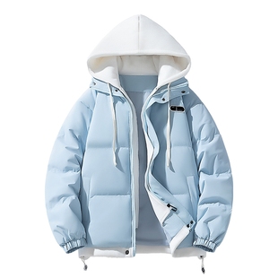 青少年棉服加厚连帽外套男装假两件冬装2025新款保暖棉服男款夹克