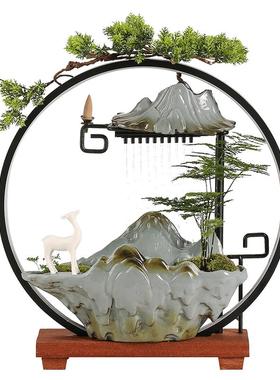 创意招财流水摆件中式装饰公司