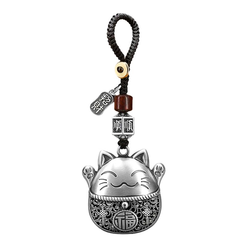 亲尊男女款纯银招财猫钥匙扣