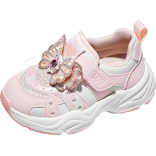 斯纳菲女童运动鞋秋冬款小女孩皮面保暖公主鞋轻便防滑户外鞋