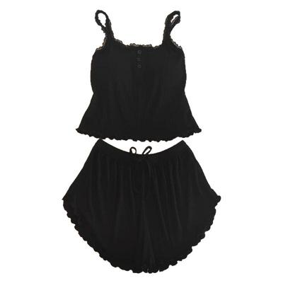 带胸垫吊带睡衣女夏季薄款背心短裤两件套性感蕾丝花边家居服套装