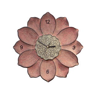 创意荷花挂钟 新中式客厅餐厅卧室装饰静音钟表墙面壁钟壁饰挂件